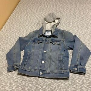 Old Navy blue denim jacket with hood Women M . SKU-A190#denim #jacket